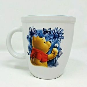 Disney Winnie The Pooh Large Coffee Mug Flowers Butterflies Colorful Collectible